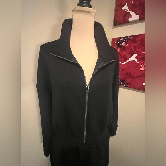 Spanx Air Essentials Black Wide Leg, Zipfront Jumpsuit, XL Petite - Picture 5 of 11